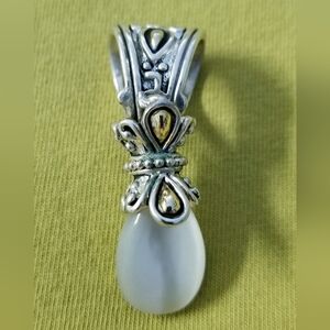 Tear Drop Shaped Moonstone Pendant In Victorian Revival Style.Stone 1.5mm Long